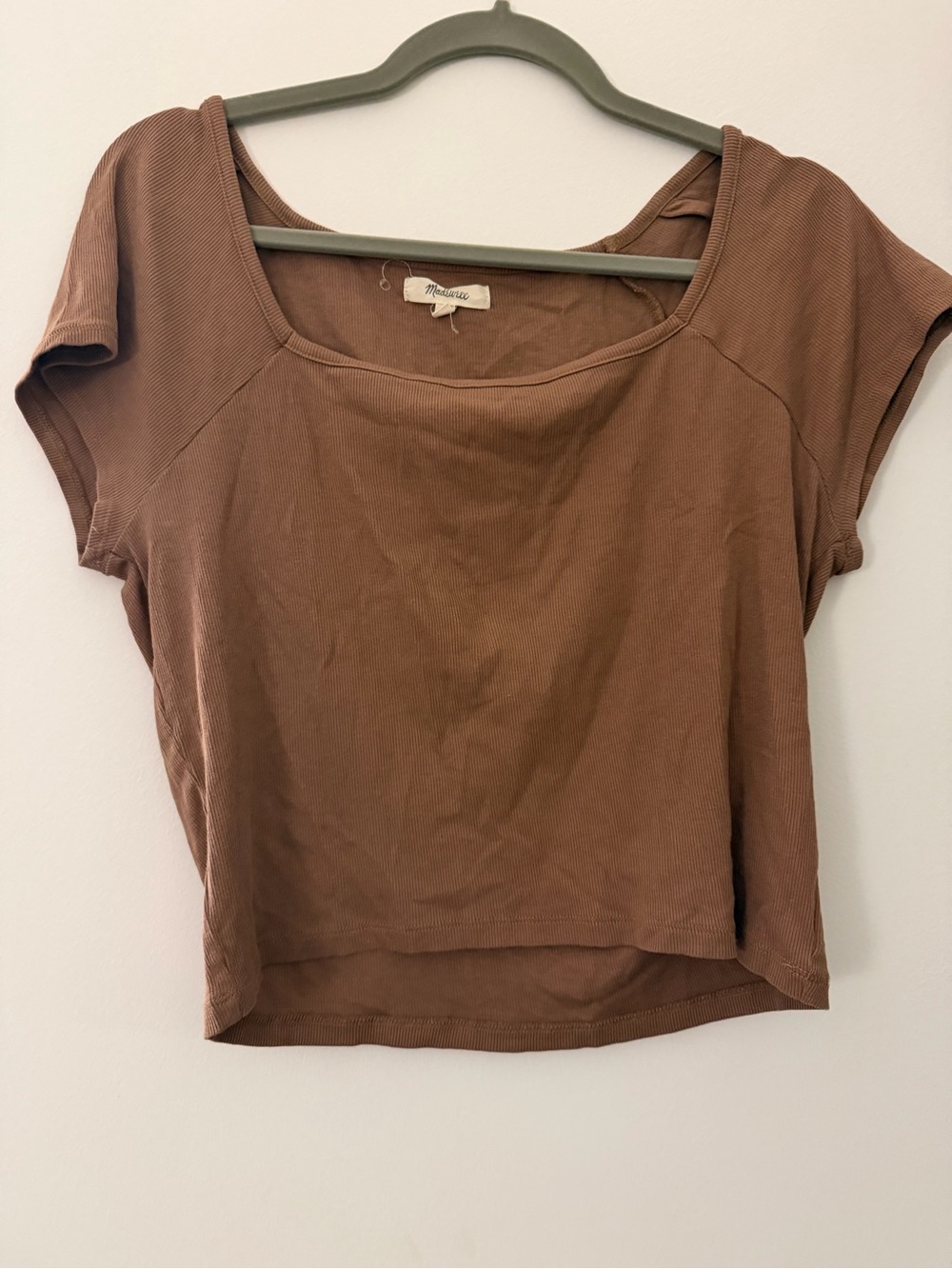 Madewell Brown Square Neck Ribbed Crop Top